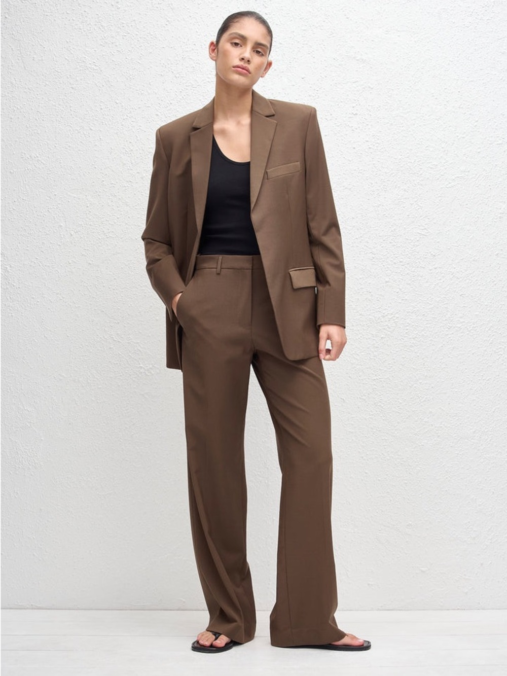 NEW Matteau Suit Relaxed Tailored Wool Blend Coffee Jacket & Trousers SZ US 6